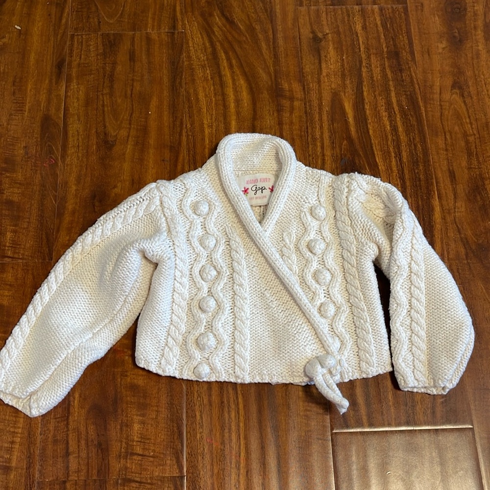 Baby Gap Hand Knit cropped wrap sweater 12-18m